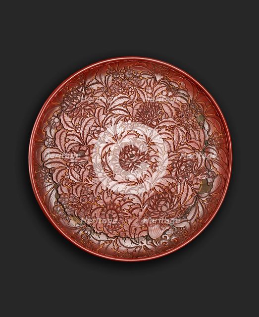 Lacquer dish with flowers, probably 1403-1435. Artist: Unknown.