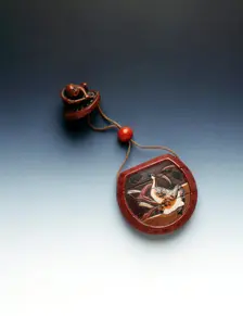 Lacquer inro with Daruma and geese, Japan, 18th century. Creator: Ritsuo