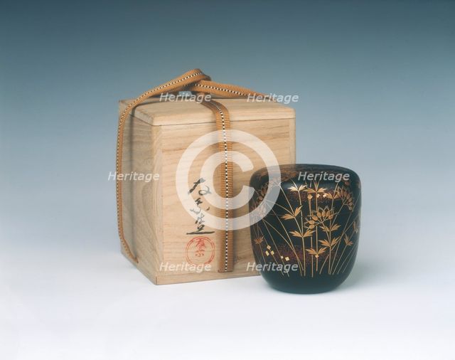 Lacquer natsume with stork, Middle Edo period, Japan, 18th century. Creator: Unknown.