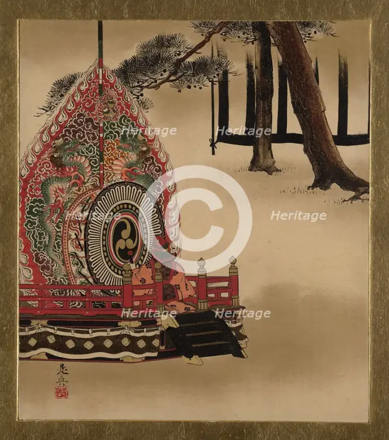 Lacquer Paintings of Various Subjects: Drum for Gagaku Dance, 1882. Creator: Shibata Zeshin.