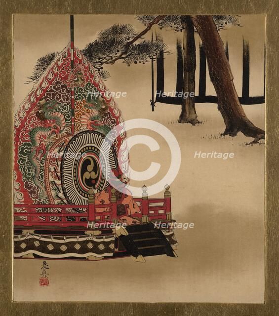 Lacquer Paintings of Various Subjects: Drum for Gagaku Dance, 1882. Creator: Shibata Zeshin.