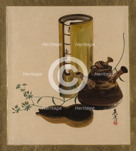 Lacquer Paintings of Various Subjects: Sencha Tea Set, 1882. Creator: Shibata Zeshin.