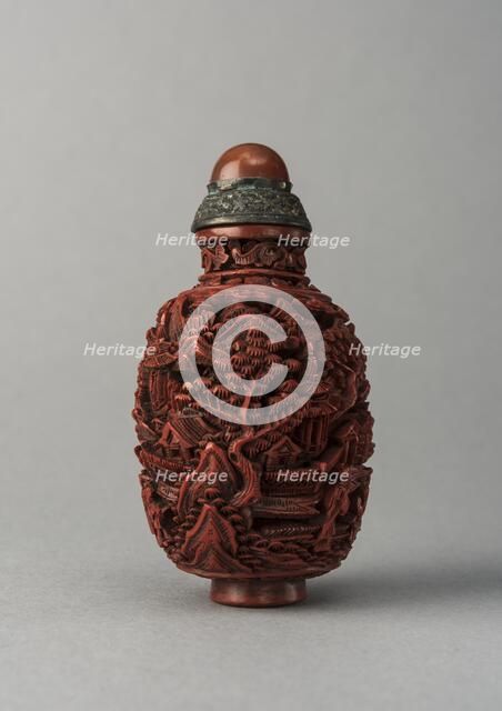Lacquer snuff bottle, China, Qing dynasty, 1644-1911. Creator: Unknown.