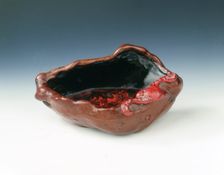 Lacquered wood drinking vessel with bat on rim, China, 18th century. Creator: Unknown