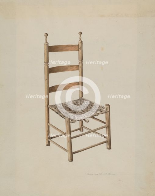 Ladder Back Chair, 1935/1942. Creator: Florence Grant Brown.