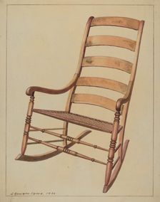 Ladder Back Rocking Chair, 1936. Creator: J. Howard Iams