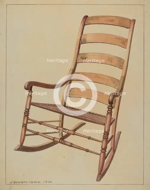 Ladder Back Rocking Chair, 1936. Creator: J. Howard Iams.