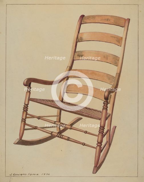 Ladder Back Rocking Chair, 1936. Creator: J. Howard Iams.