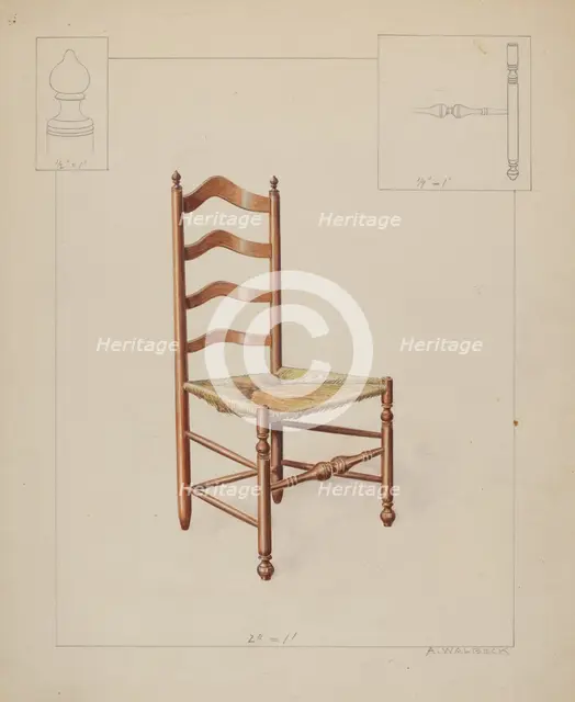 Ladderback Chair, c. 1937. Creator: Alfred Walbeck.