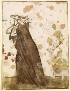 Ladies and Animals Sideboard - Good and Bad Animals - Study of a Lady Pursued by Bees, 1860. Creator: Sir Edward Coley Burne-Jones