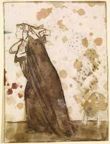 Ladies and Animals Sideboard - Good and Bad Animals - Study of a Lady Pursued by Bees, 1860. Creator: Sir Edward Coley Burne-Jones