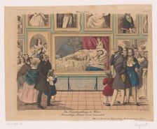 Ladies and gentlemen admire paintings at an exhibition in Vienna, 1829-1848. Creator: Andreas Geiger
