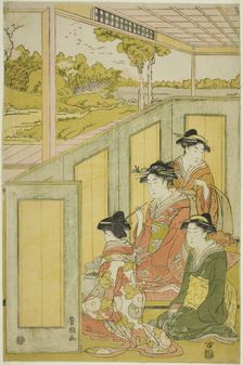 Ladies behind screen in a daimyo's mansion, n.d. Creator: Utagawa Toyokuni I