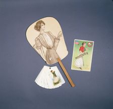 Ladies fan, Horlicks advertising scorecard, postcard, c1910. Creator: Unknown