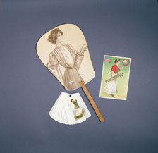 Ladies fan, Horlicks advertising scorecard, postcard, c1910