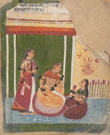 Ladies in a Pavilion... from a Dispersed Ragamala Series (Garland of Musical Modes), ca. 1640-50. Creator: Unknown