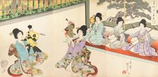 Ladies in Waiting of the Chiyoda Castle: Sword Practice and Puppet Kyogen, 1895., 1895. Creator: Chikanobu Yoshu