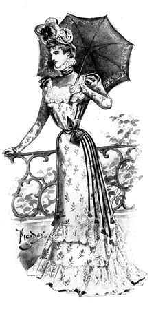 Ladies Page: costume of satin-faced foulard, 1898. Creator: Picador
