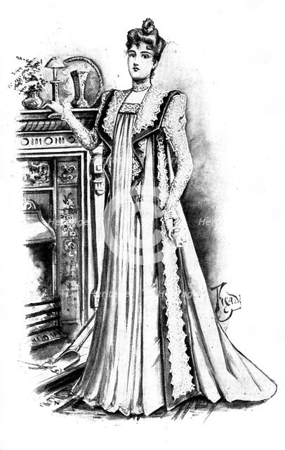 Ladies' Page: a tea-gown, 1898. Creator: Picador.