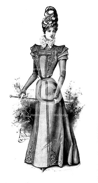 Ladies' Page: a braided cloth gown, 1898. Creator: Picador.