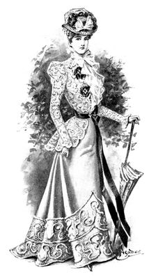 Ladies Page: a charming fête gown, 1898. Creator: Picador