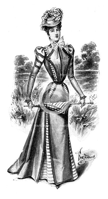 Ladies' Page: a charming gown, 1898. Creator: Picador.
