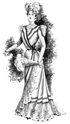 Ladies Page: a charming gown of ivory batiste, 1898. Creator: Picador