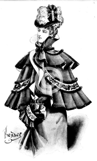 Ladies' Page: a fur-trimmed cape, 1898. Creator: Picador.