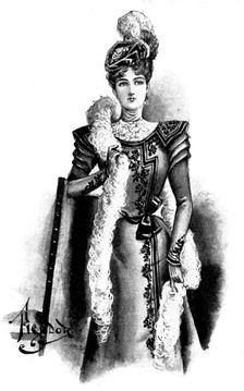 Ladies Page: a grey cloth gown, braided with black, 1898. Creator: Picador