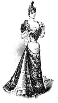 Ladies Page: an evening frock, 1898. Creator: Picador