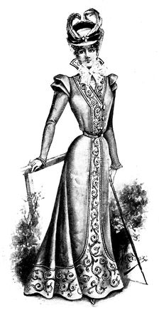 Ladies Pages: a stylish cloth gown, 1898. Creator: Picador