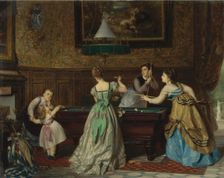 Ladies Playing Billiards, 1869. Artist: Boutibonne, Charles-Édouard (1816-1897)