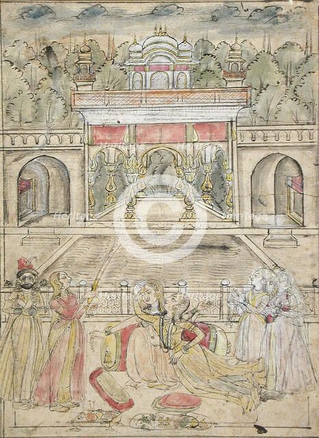 Ladies Relaxing on a Terrace, c1775. Creator: Unknown.