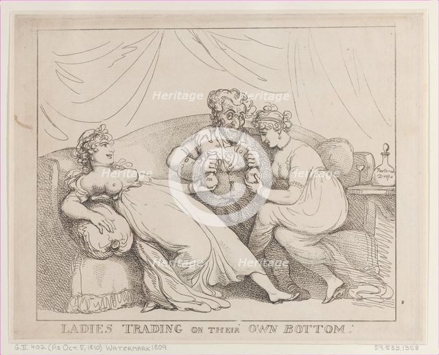 Ladies Trading on Their Own Bottom, October 5, 1810., October 5, 1810. Creator: Thomas Rowlandson.