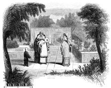 Ladies walking, garden scene of one of the wealthier classes 1847. Artist: Armstrong