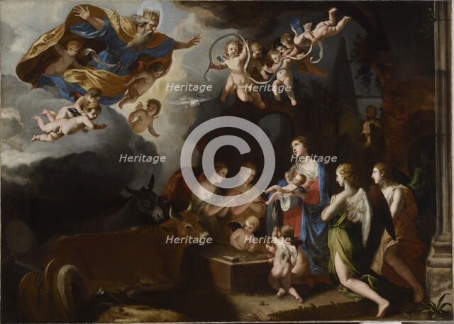 L'Adoration des anges (The Adoration of the Christ Child), 1635. Creator: Stella, Jacques (1596-1657).