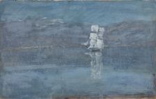 Ladscape with a Sailing Boat, End 1890s. Artist: Levitan, Isaak Ilyich (1860-1900)
