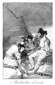 Lads making ready 1799. Artist: Francisco Goya