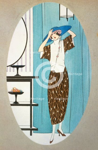 Lady Trying on a Hat,  from Art Gout Beaute, 1921 (pochoir print)