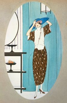 Lady Trying on a Hat, from Art Gout Beaute, 1921 (pochoir print)
