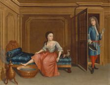 Lady Undressing for a Bath, c. 1730/1740. Creator: Gerardus Duyckinck