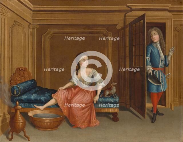 Lady Undressing for a Bath, c. 1730/1740. Creator: Gerardus Duyckinck.