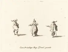 Lady with Outstretched Arm, and Two Gentlemen, probably 1634. Creator: Jacques Callot