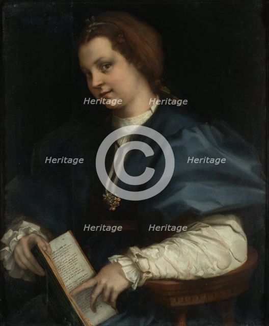 Lady with a book of Petrarch's rhyme, 1528. Artist: Andrea del Sarto (1486-1531)