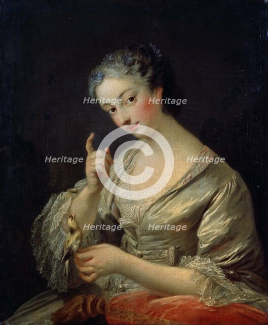'Lady with a Bird', 18th century.  Artist: Louis Michel van Loo