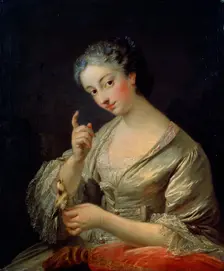 Lady with a Bird 18th century. Artist: Louis Michel van Loo