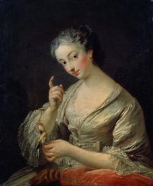 Lady with a Bird 18th century. Artist: Louis Michel van Loo