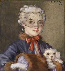 Lady with a Dog, 1928. Artist: Konstantin Somov
