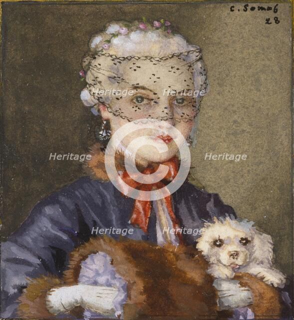 Lady with a Dog, 1928. Artist: Konstantin Somov.