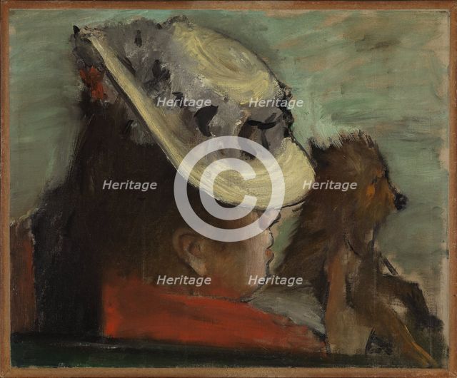 Lady with a Dog, ca 1877-1880. Creator: Degas, Edgar (1834-1917).